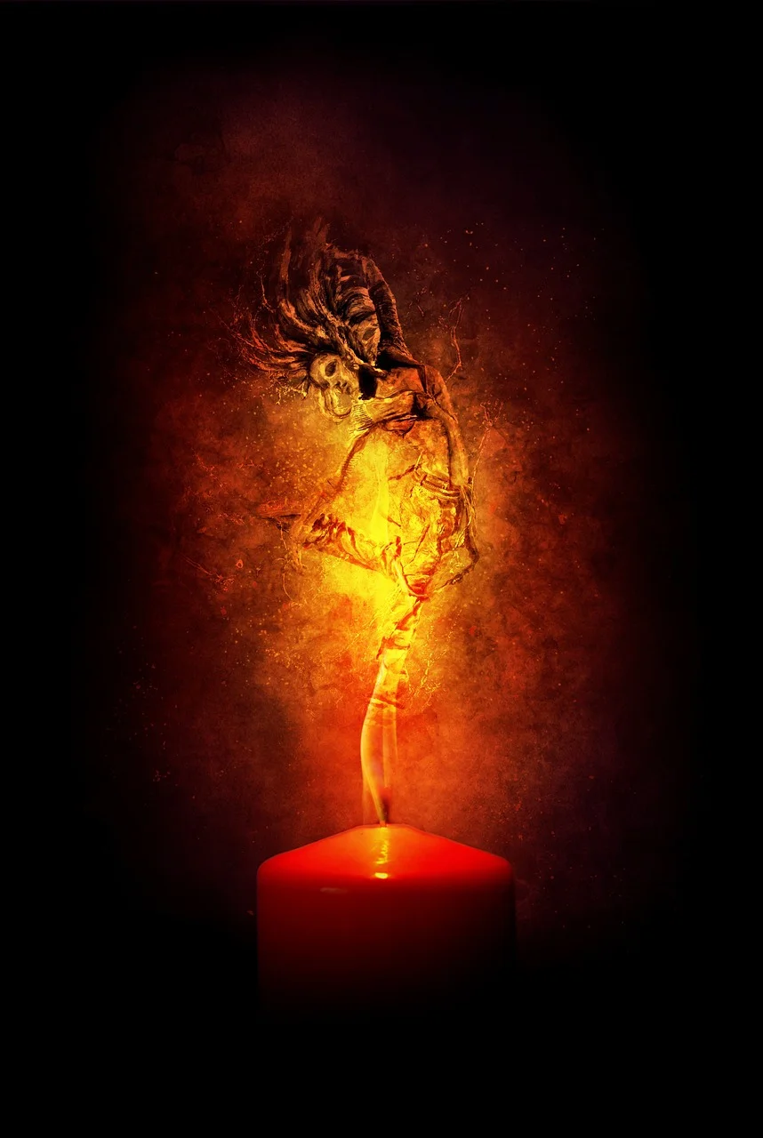 flames, fire, woman, inflamed