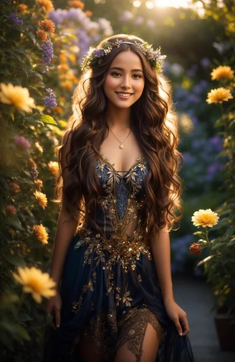 ai generated, woman, garden, flowers