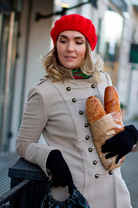 woman, bread, girl, french style