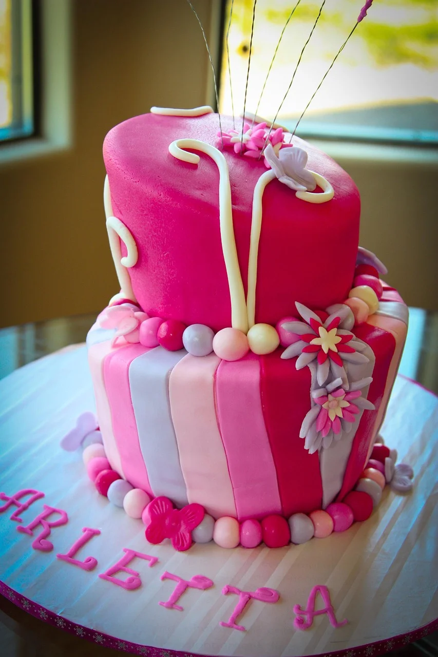 cake, layer, pink, dessert