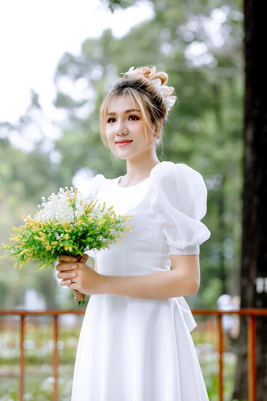 bride, model, woman, white dress