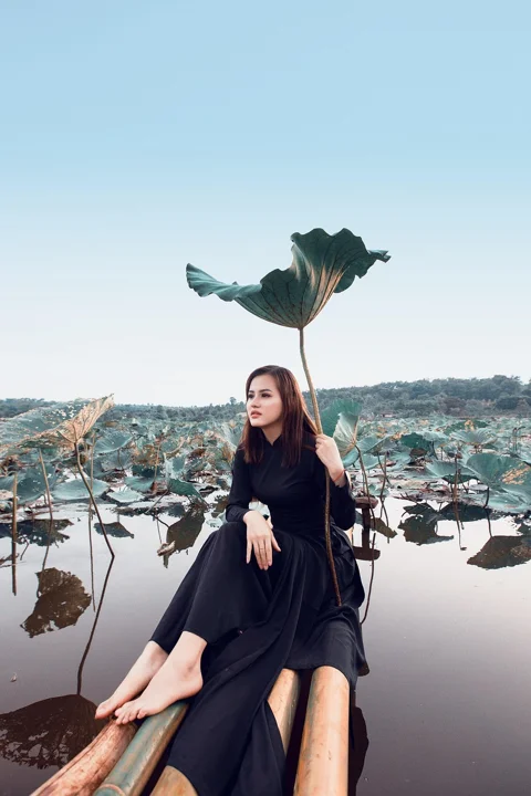 woman, model, portrait, black dress