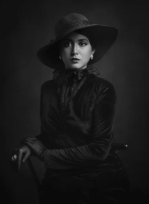 woman, dress, hat, fashion