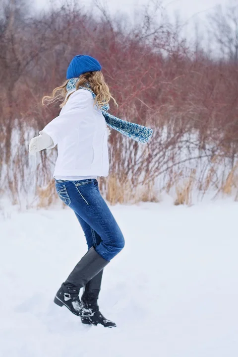 woman, snow, winter, young