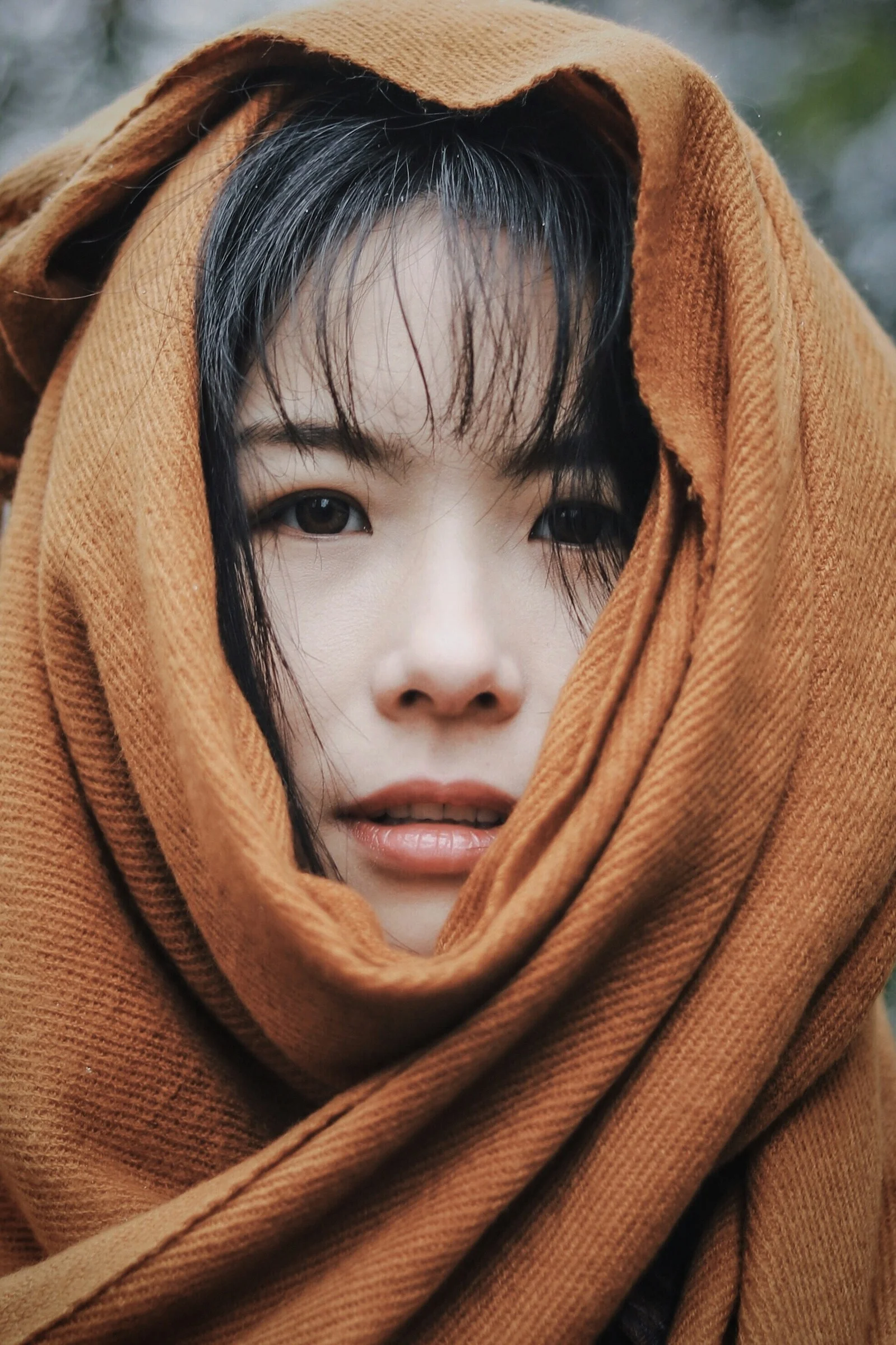 여성용 주황색 히잡 머리 장식