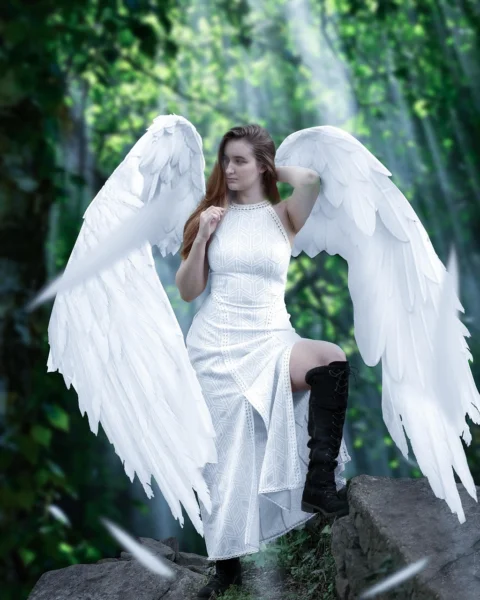 angel, costume, girl, model