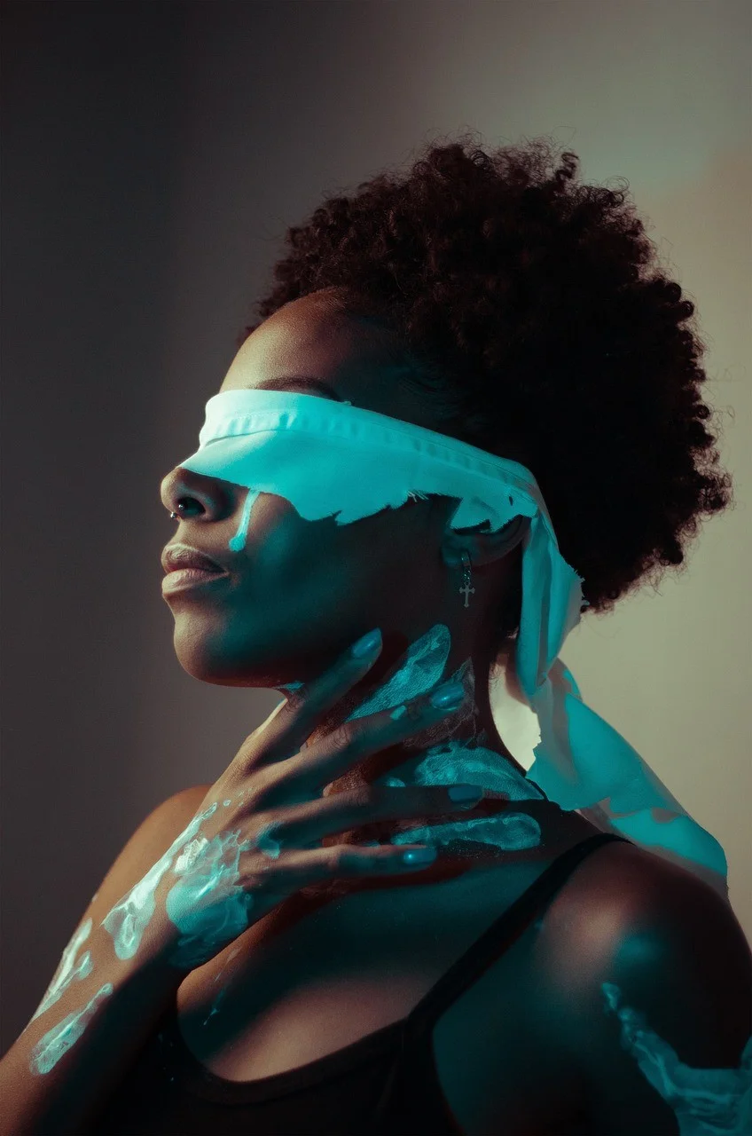 beauty, woman, portrait, blindfold