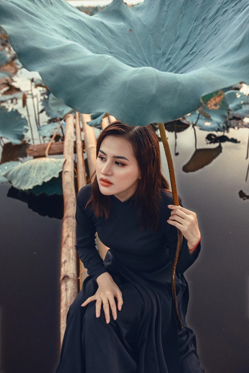 woman, model, portrait, black dress