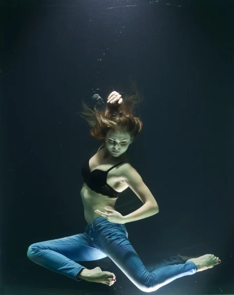 water, woman, underwater, pose