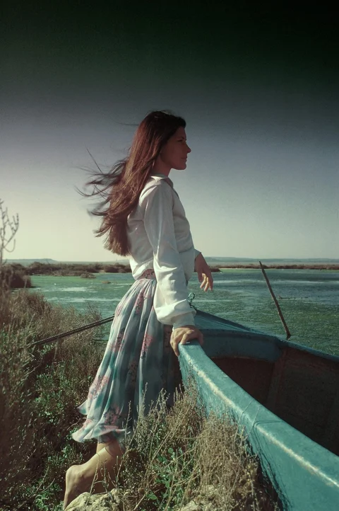 young woman, long hair, sea, dreamy