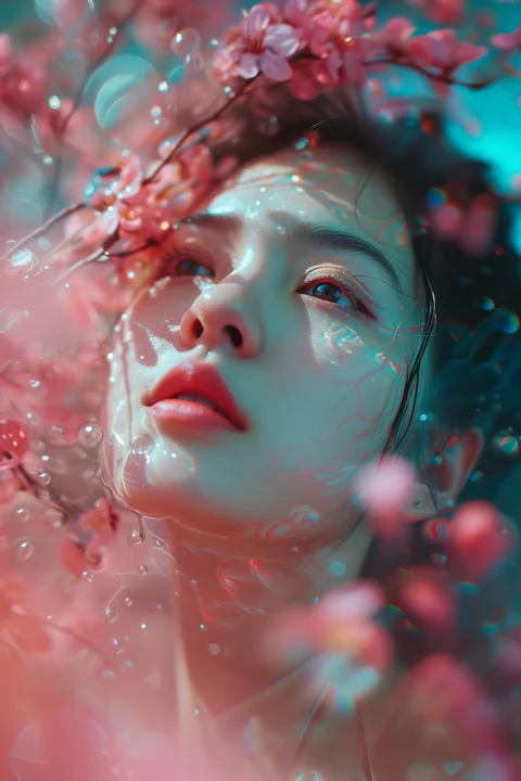 woman, flowers, nature, beauty