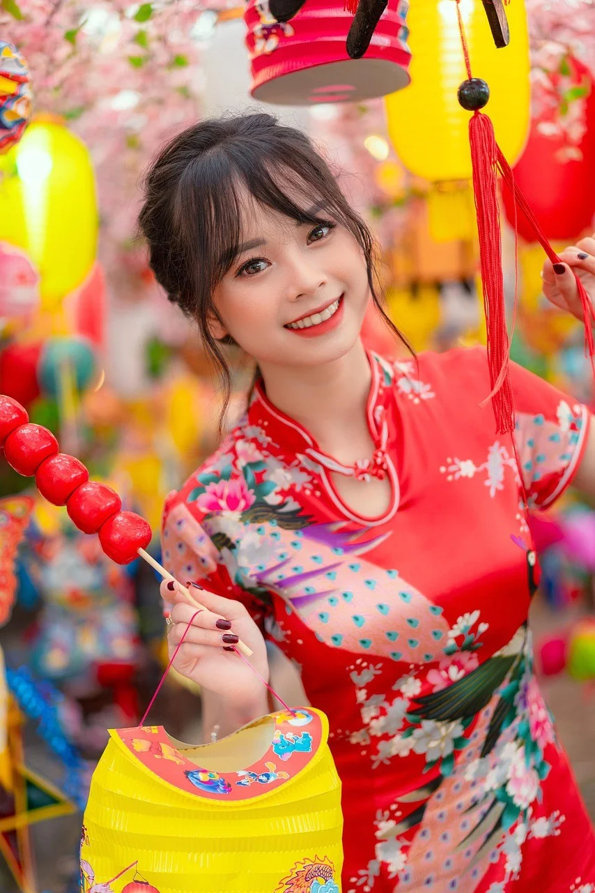 mid-autumn, lanterns, asian, woman