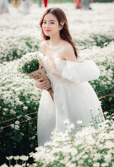 女人, 模特, 花卉, 花束