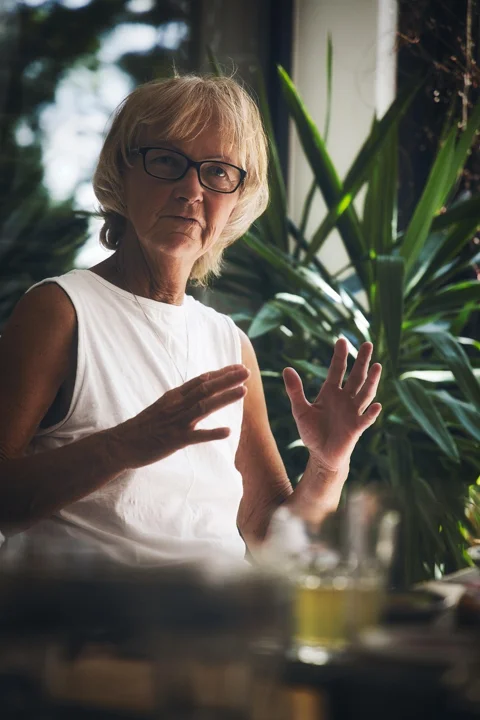 woman, senior, talk, dialogue