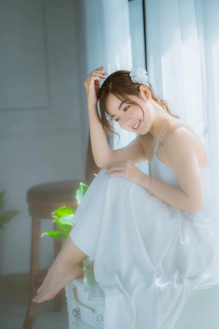 girl, fashion, white dress, dress