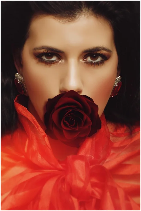 woman, rose, model, pose