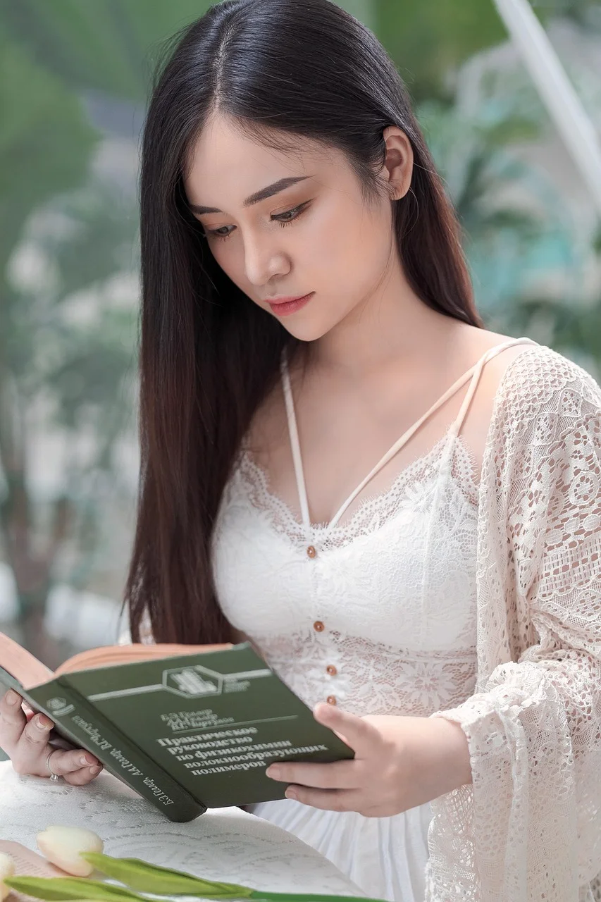 woman, reading, book, fashion