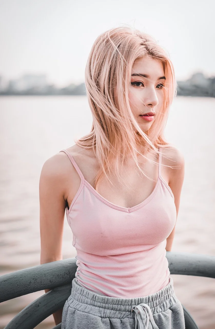 여성, 모델, 금발, 캐주얼