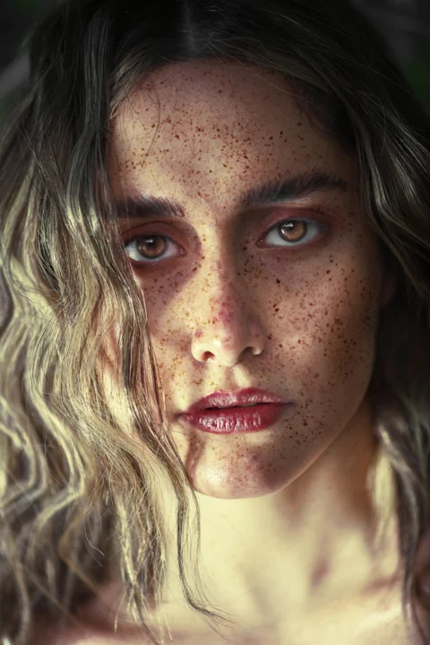 a woman with long hair