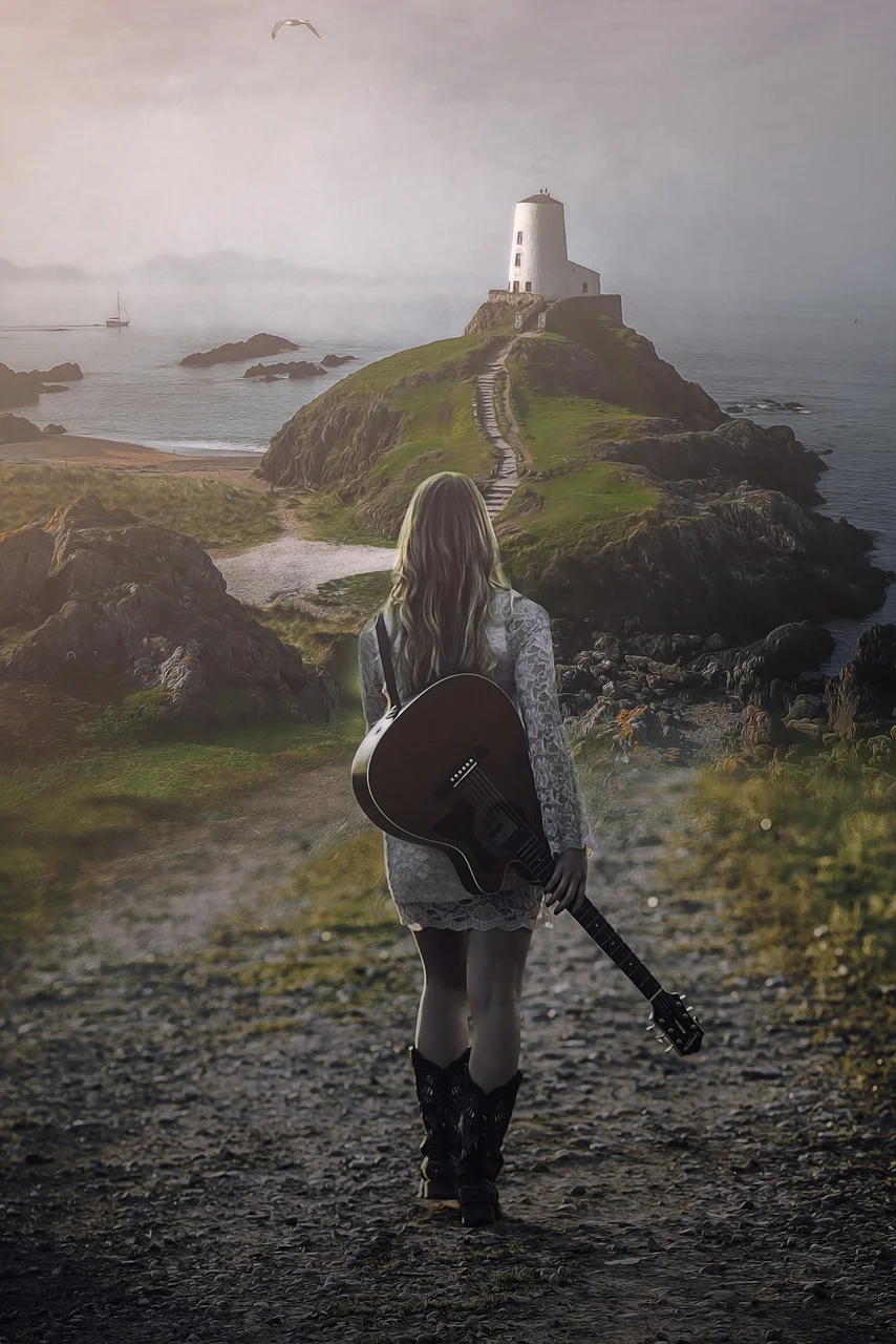 guitar, female, woman, girl