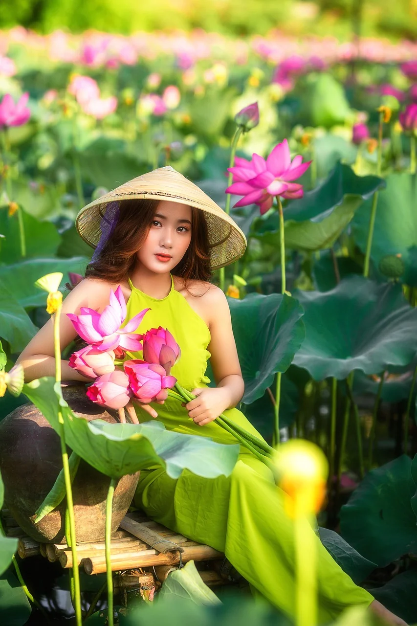 woman, lotus, beauty, model