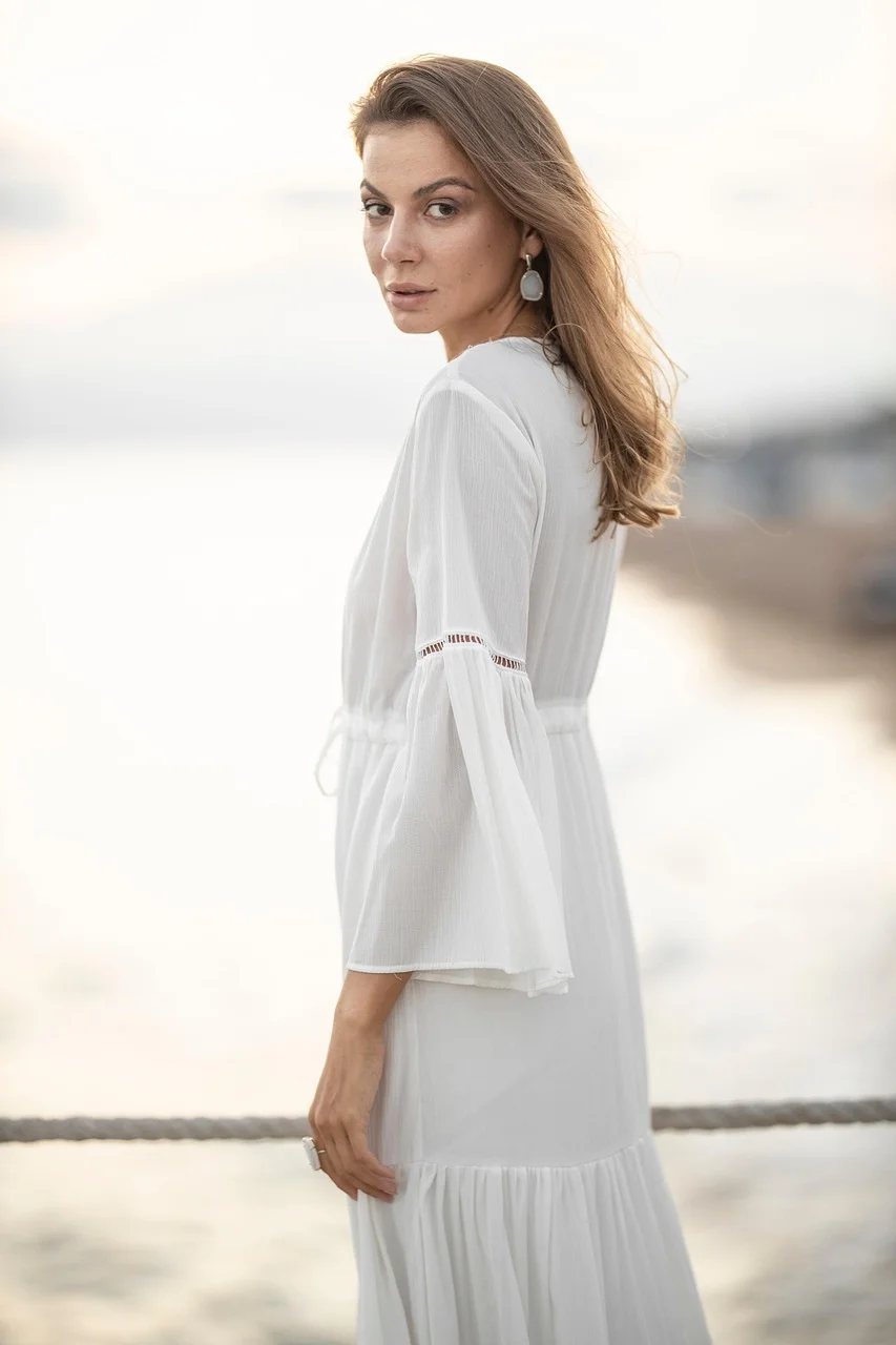woman, white dress, fashion, dress
