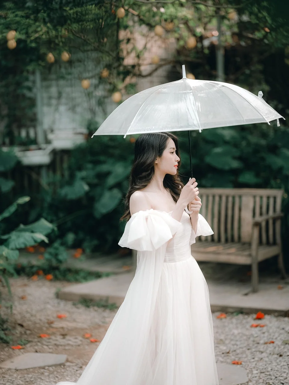 woman, bride, bouquet, veil