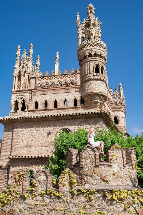 castle, building, woman, architecture
