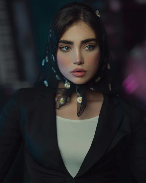 a woman with long black hair