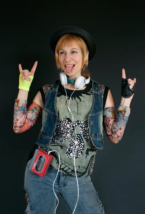 rocker, punk, headset, music