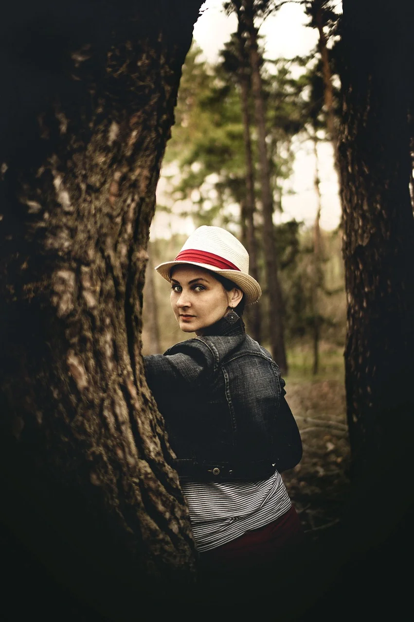 portrait, young woman, forest, nature