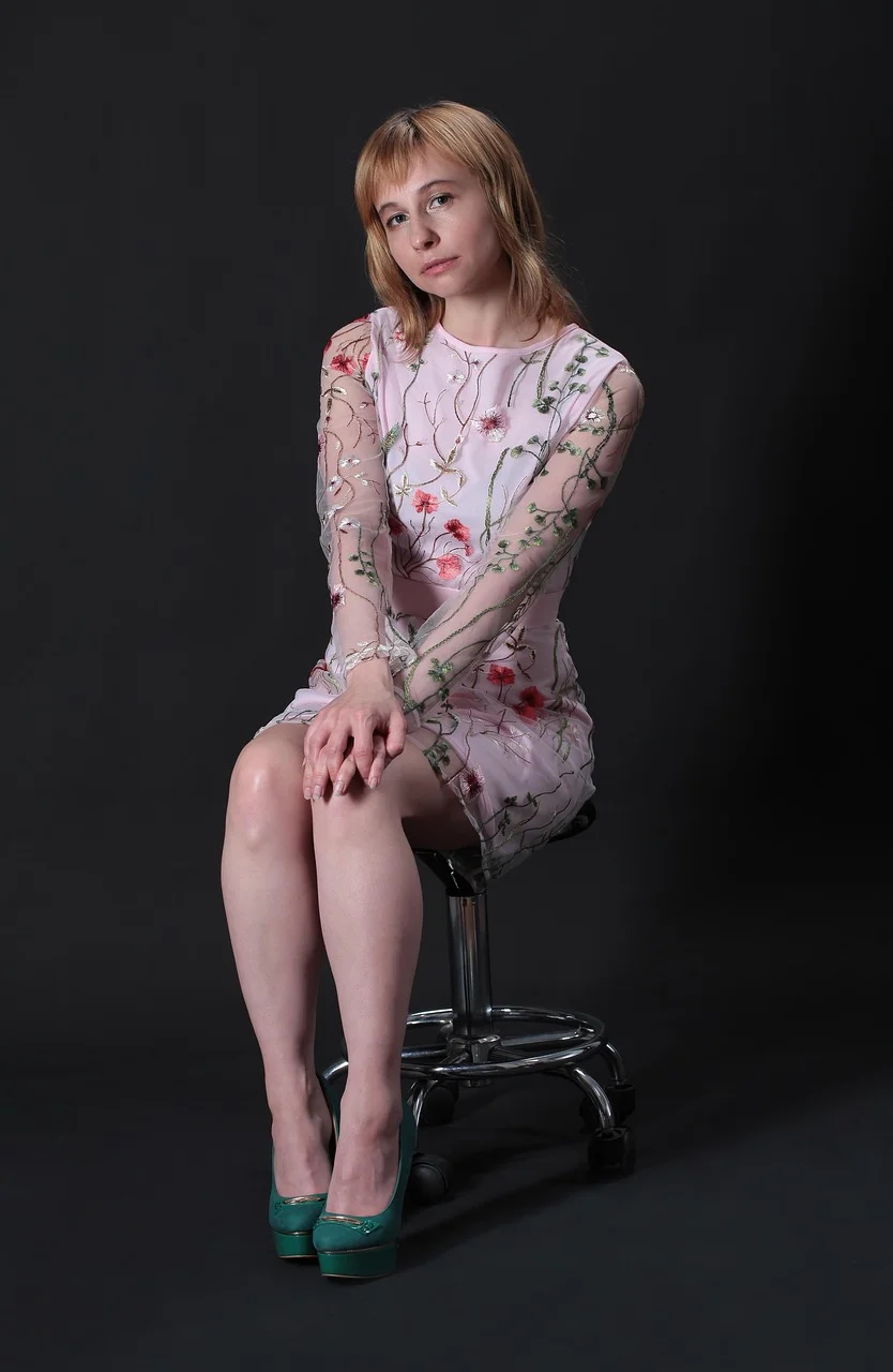 floral dress, fashion, model, portrait