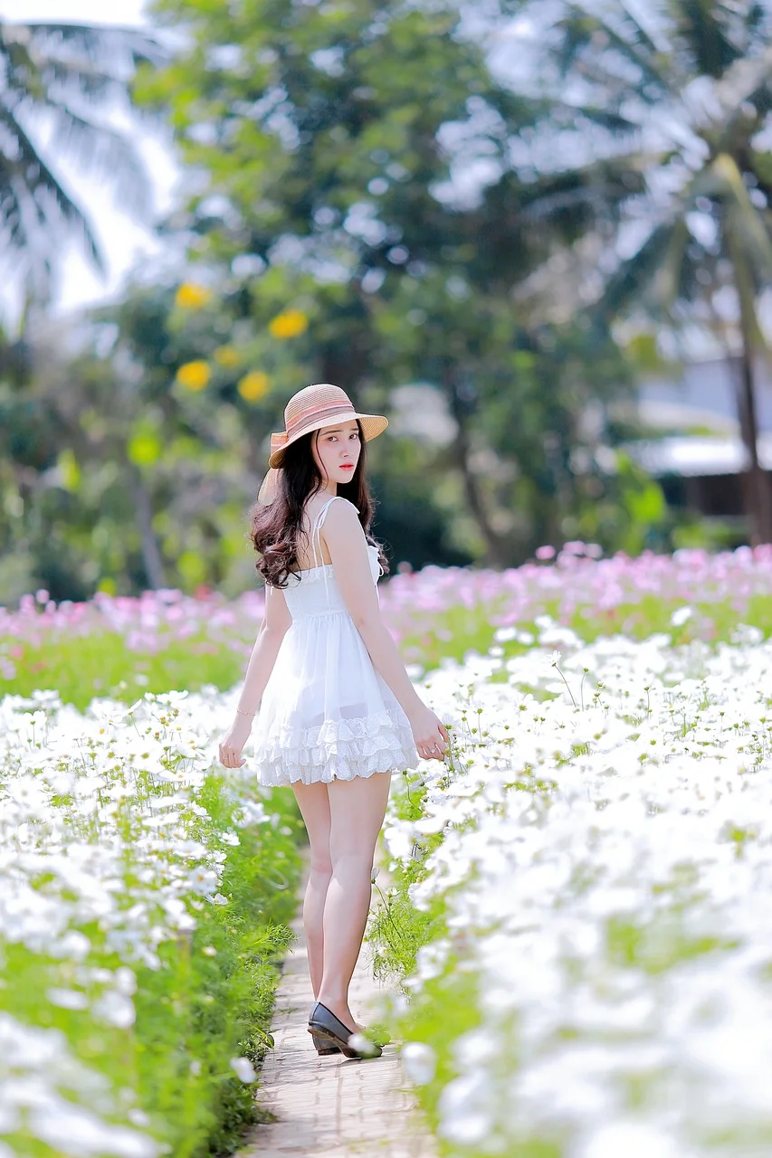 女人, 模特兒, 花朵, 人像