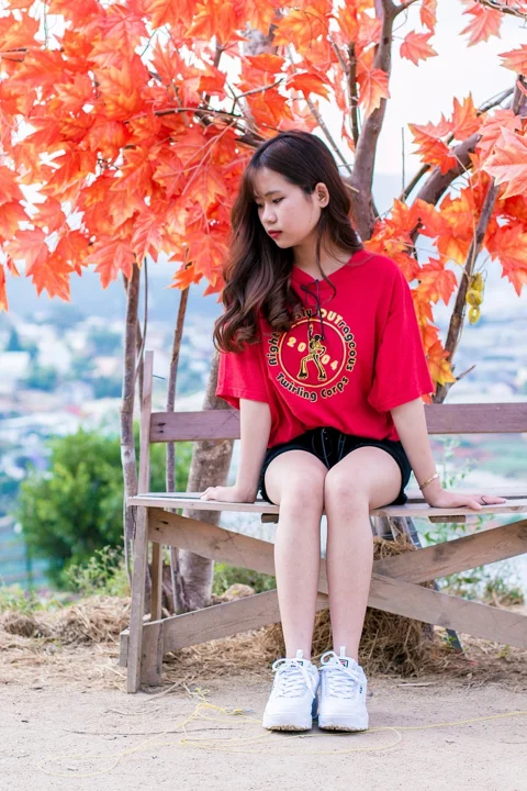 女人,年輕,肖像,戶外