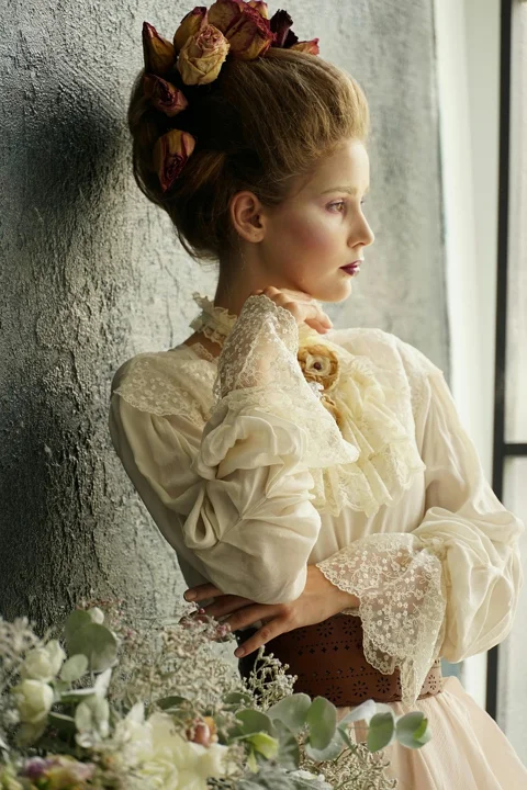 retro, young woman, romance