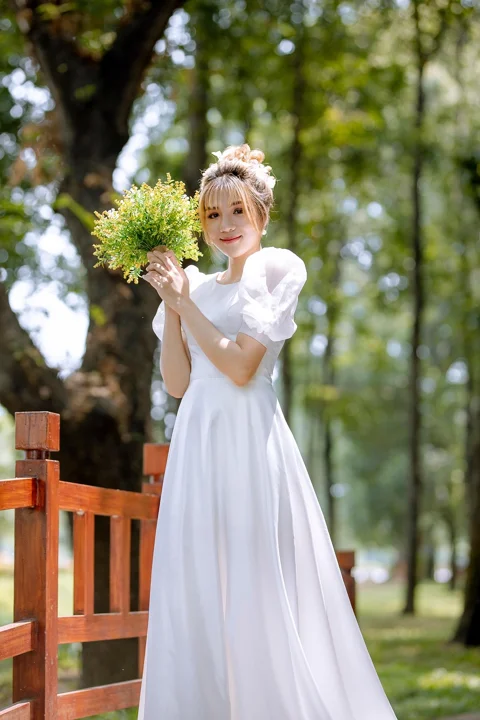 bride, model, woman, white dress
