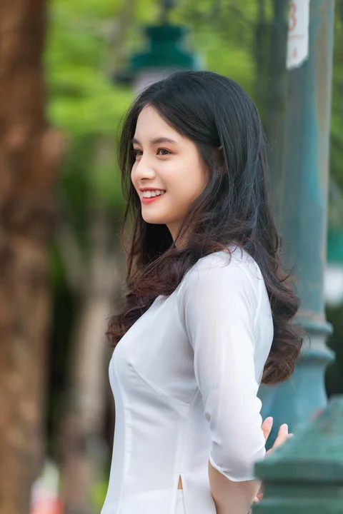 woman, smile, model, ao dai