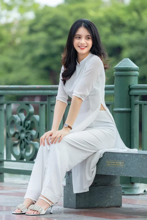 woman, smile, model, ao dai
