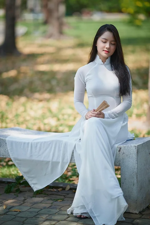 ベトナム人女性, アオザイ, ベトナムの伝統衣装, 森