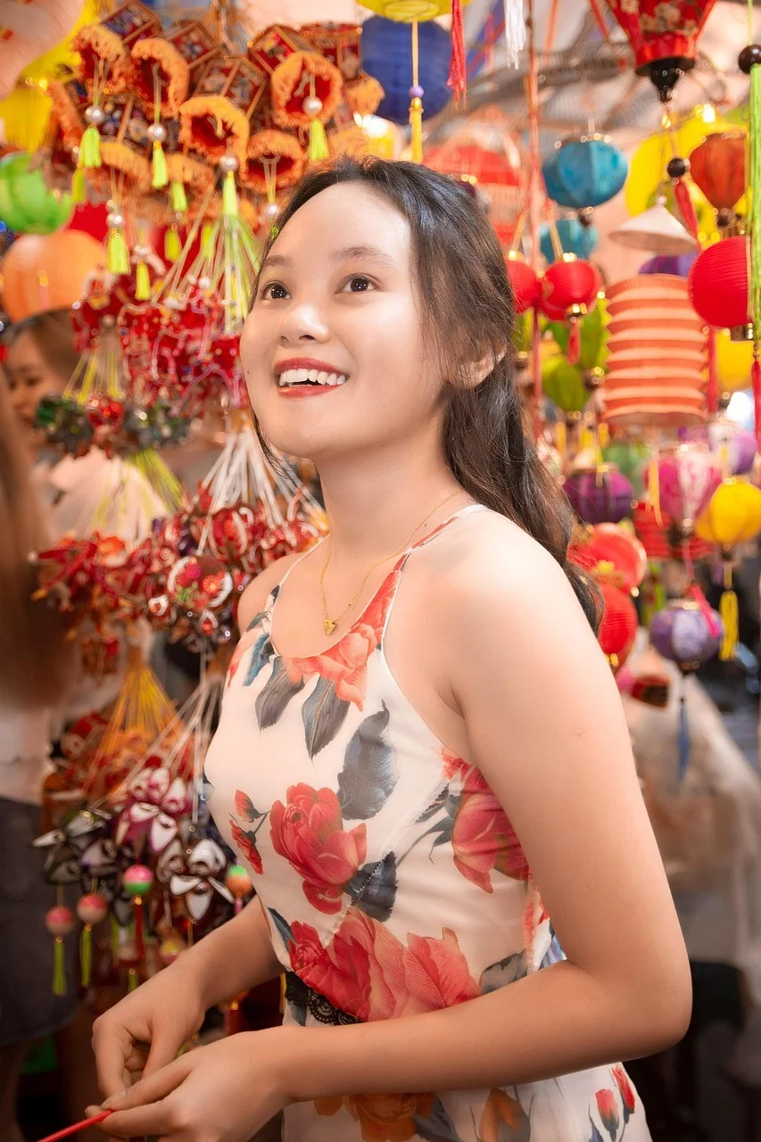 中秋节，肖像，女人，街头市场