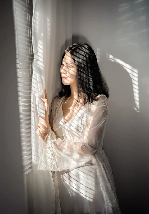 woman, beauty, window, female