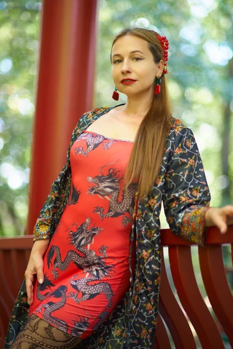 woman, exterior, the park, huamin