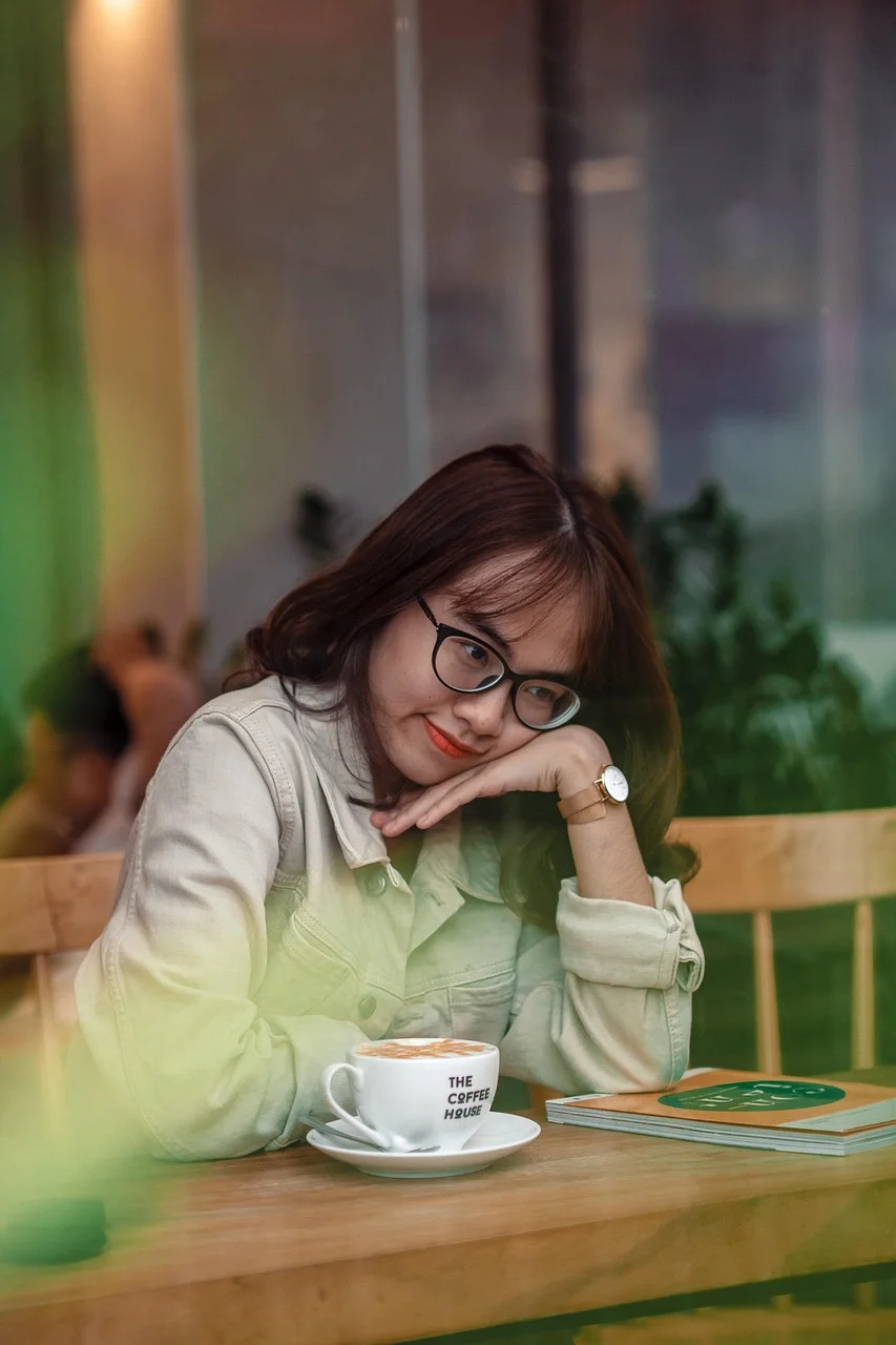 女性, カフェ, コーヒー, レジャー