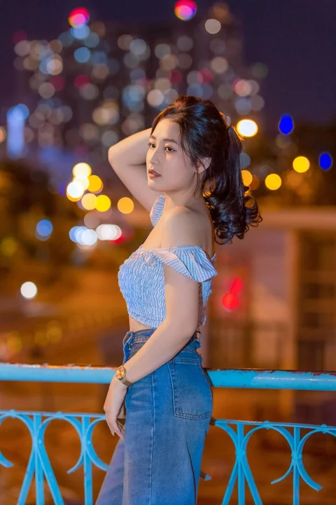 fashion, woman, bokeh, night