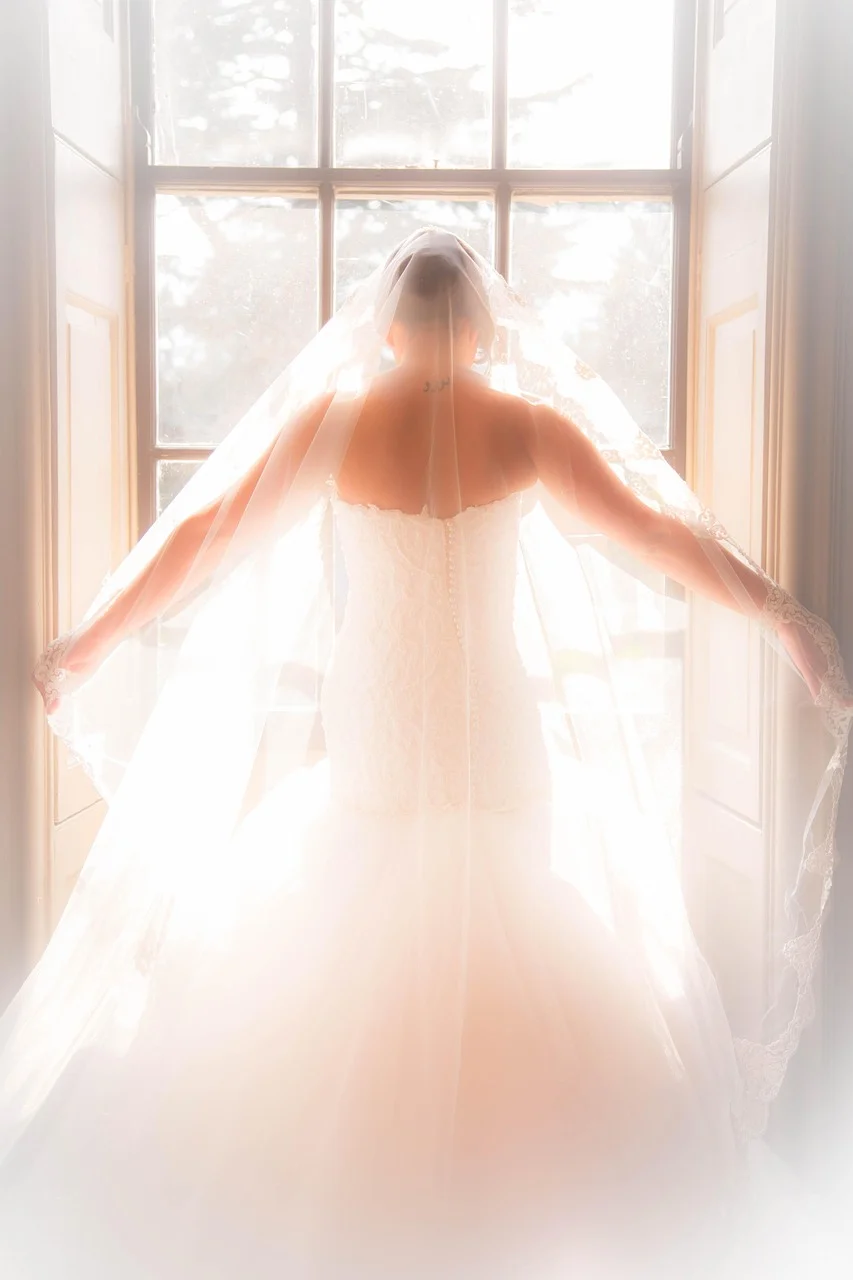 bride, bridal gown, window, woman