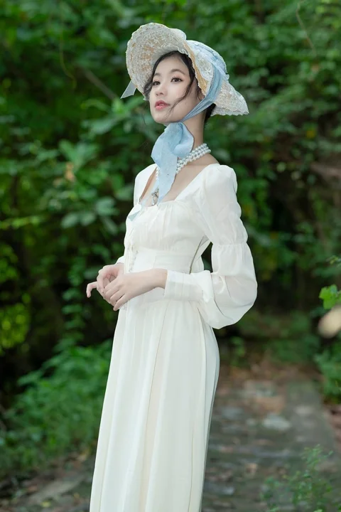女性, アジア, 帽子, 白