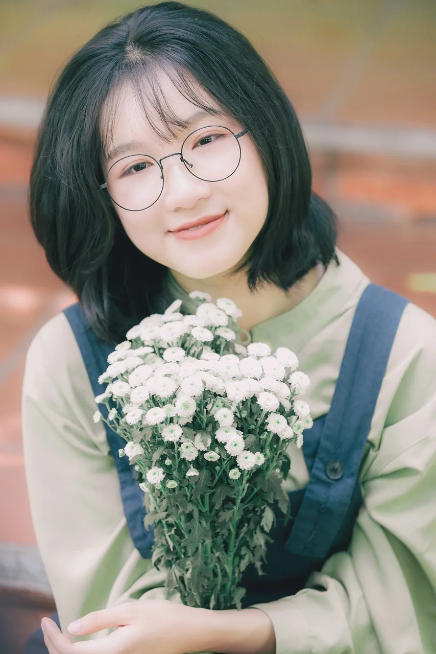 woman, portrait, pose, flowers