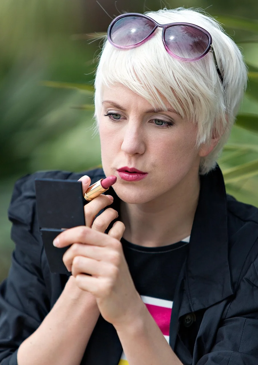 lipstick, lips, mirror, girl
