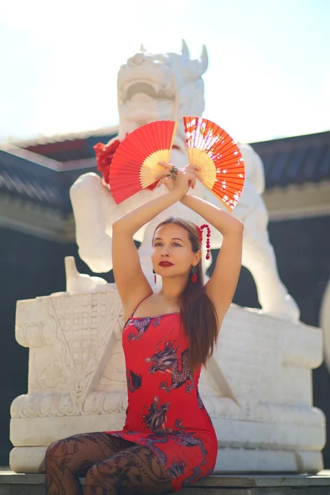 女性, 戶外, 公園, 華民