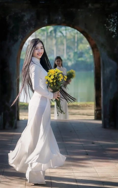 女孩, 洋裝, 菊花, 黃色雛菊
